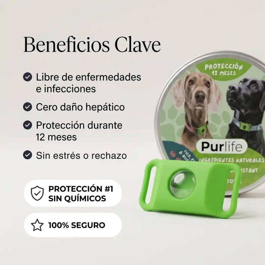 Protege a tu perro de garrapatas y enfermedades de urgencia con Purlife™