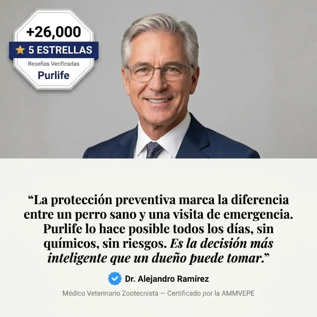 Protege a tu perro de garrapatas y enfermedades de urgencia con Purlife™